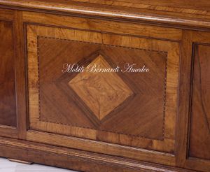 Important study-office desk made of solid walnut wood with inlaid parts in olive wood